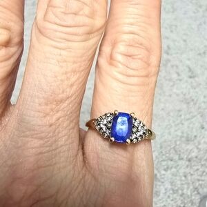 Tanzenite Diamond Ring in 14K Yellow Gold